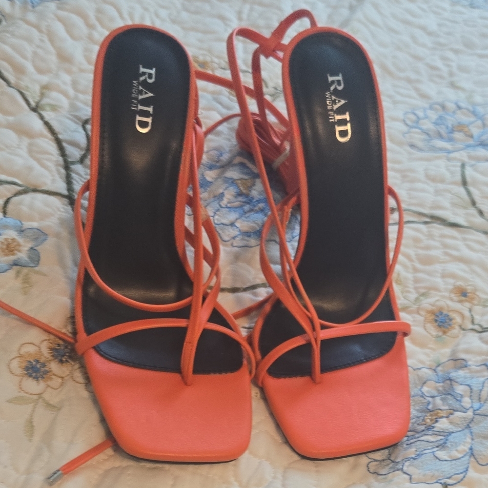 Women's Orange Strappy Heels